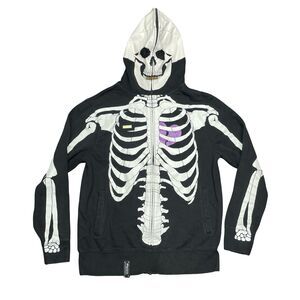 LRG Dead Serious Skeleton Hoodie Full Zip Jacket Purple Heart Mens Small